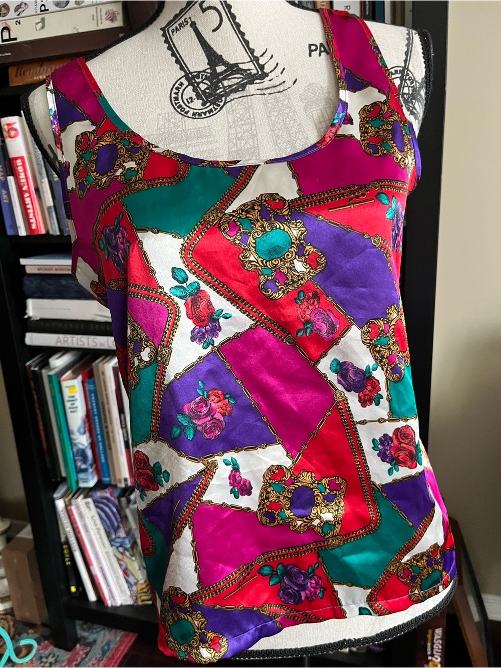 Cute Vintage Jewel Tone Silky Tank Top